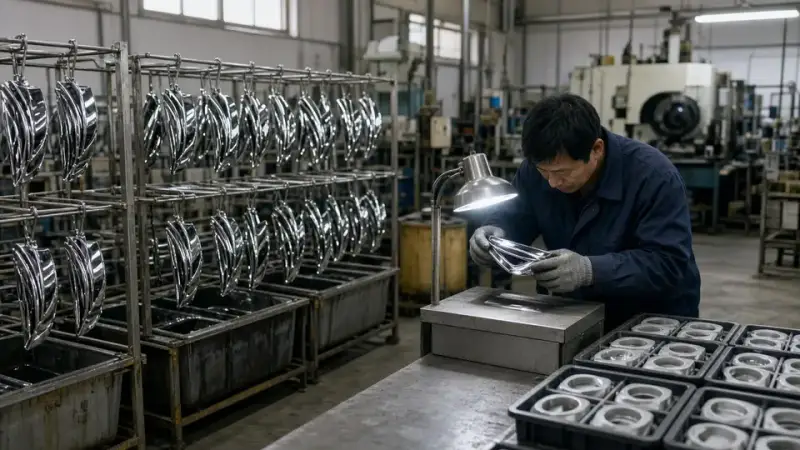 Factory plating line and inspection of chrome automotive emblems